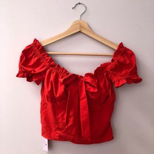Minimal Fox cherry ruched crop top (S)